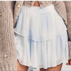 Loveshackfancy ruffle mini skirt bedroom blue hand dye S